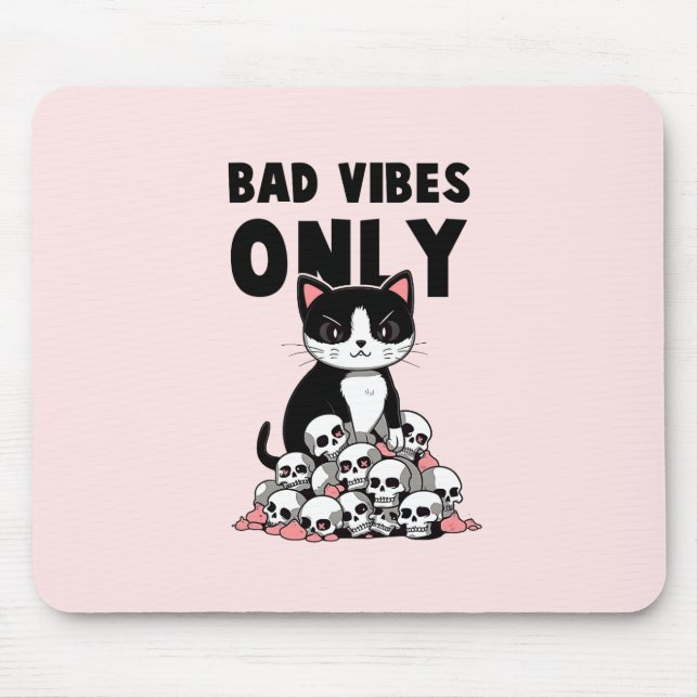Bad Vibes only - Cat & Skulls Mousepad (Vorne)