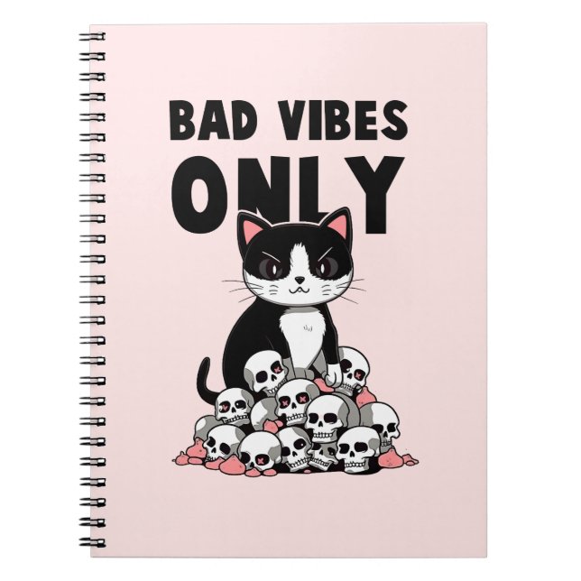 Bad Vibes only - Cat & Skulls Notizblock (Vorderseite)