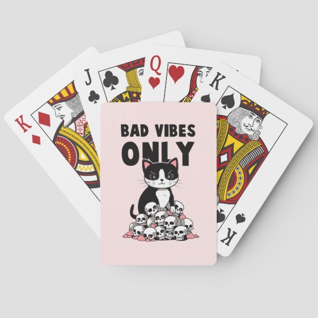 Bad Vibes only - Cat & Skulls Spielkarten (Rückseite)