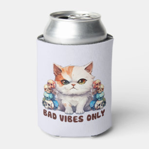 Bad Vibes only - Fierce Cat & Skulls Gothic Design Dosenkühler
