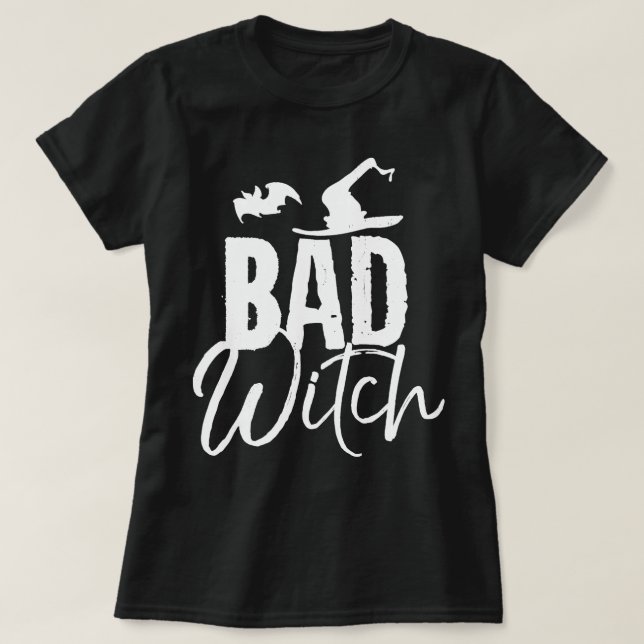 Bad Witch Funny Halloween Party Couples Costume Lo T-Shirt (Design vorne)
