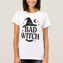 Bad Witch | Schwarz-Weiß-Minimalistisch-FrauenHall T-Shirt