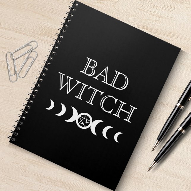 Bad Witch Triple Goddess Moon Wicca Halloween Notizblock (bad witch triple goddess halloween black spiral notebook)