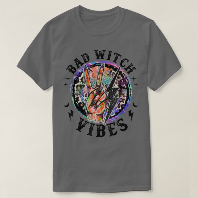 Bad Witch Vibes Gefärbte Krawatte Leopard Funny Ha T-Shirt (Design vorne)