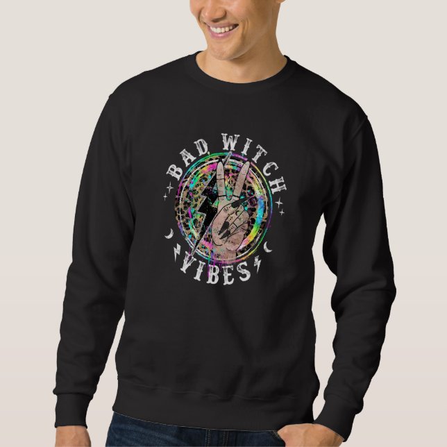 Bad Witch Vibes Peace Hand Leopard Hexen Gothic Sweatshirt (Vorderseite)