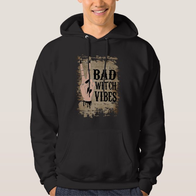Bad Witch Vibes Peace Hand Mädchen Gothic Hal Hoodie (Vorderseite)
