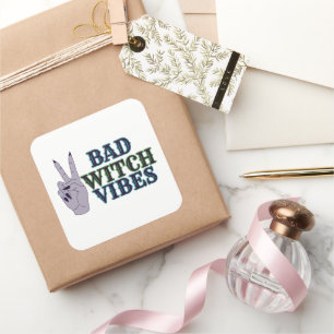 Bad Witch Vibes Witchy Hands Quadratischer Aufkleber