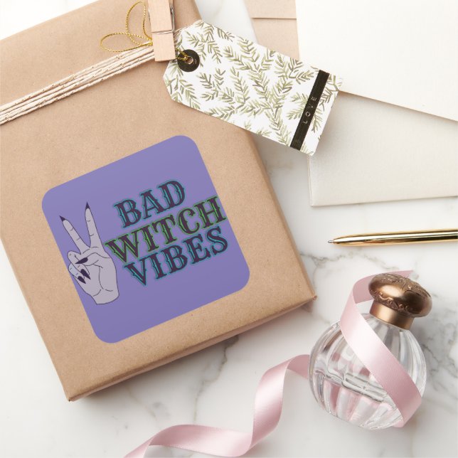 Bad Witch Vibes Witchy Hands Quadratischer Aufkleber (Schenken)