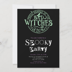 Bad Witches Club Minimalistisches Halloween-Party Einladung