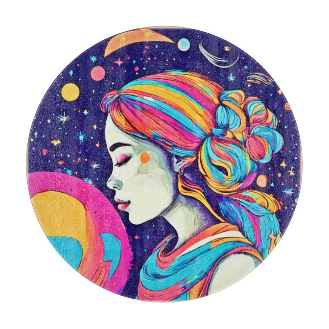 Badaist Moon Girl Art Schneidebrett (Vorderseite)