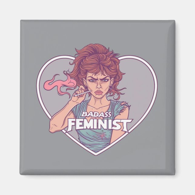 BADASFEMINISTIN, Cartoon Magnet (Vorne)
