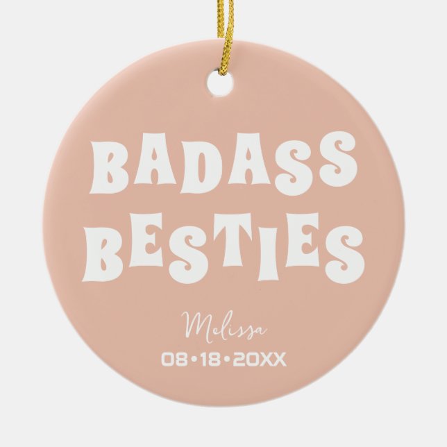 Badass Besties Funny Bridesmaid Gefallen Foto Gesc Keramik Ornament (Vorne)