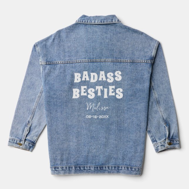 Badass Besties Funny Bridesmaid Gefallen Jeansjacke (Rückseite)