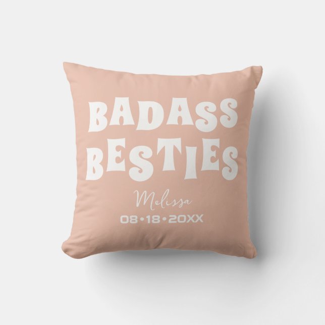 Badass Besties Funny Bridesmaid Gefallen Kissen (Vorderseite)