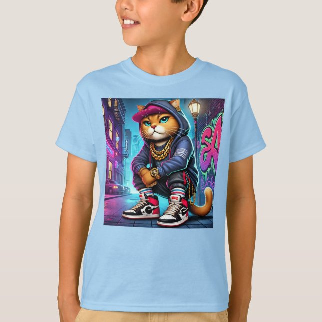 Badass Cat - Urban Street Style Feline with Graffi T-Shirt (Vorderseite)