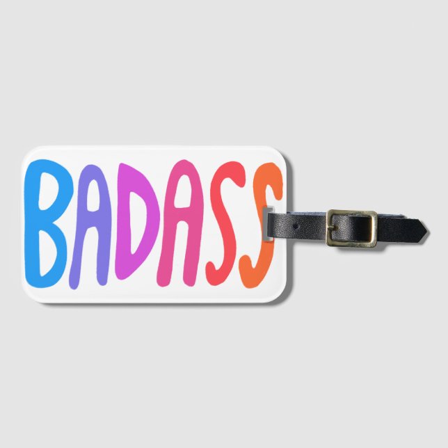 BADASS Cool- & Fun Streifen WEISS Gepäckanhänger (Vorderseite (Horizontal))