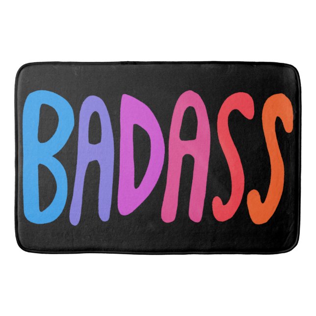BADASS Farbenfrohe Cool- & Fun Streifen BLACK Badematte (Vorderseite)