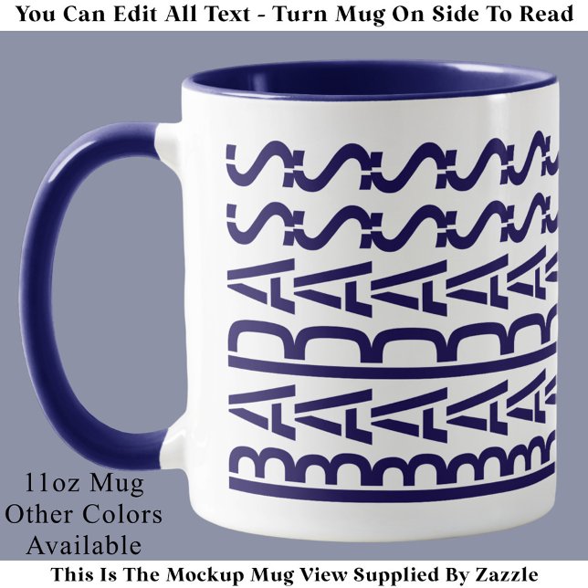 BADASS Hidden Message Modern Trendy Typography  Tasse (Von Creator hochgeladen)