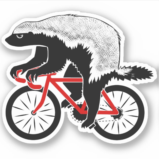 Badass Honey Badger Biker Red Bike Aufkleber (Vorderseite)
