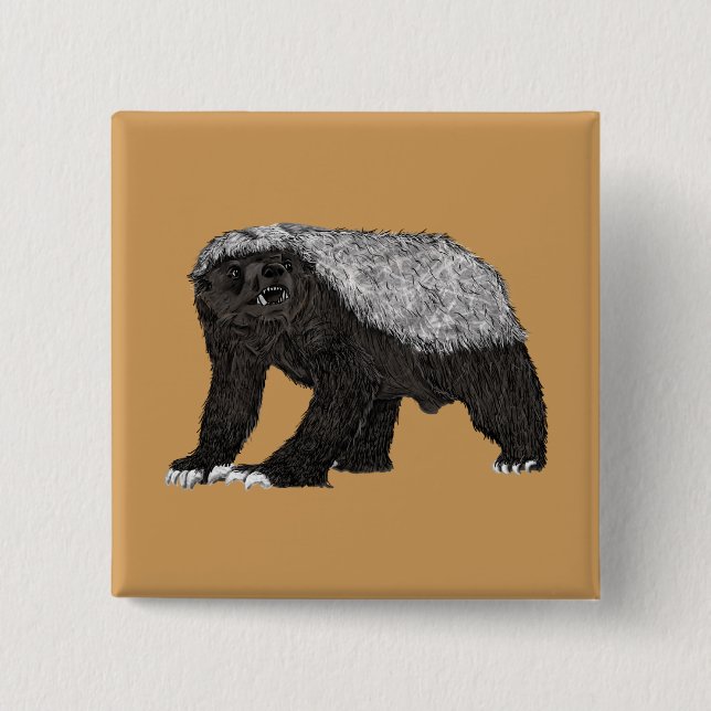 Badass Honey Badger Fearless Attitude Button (Vorderseite)