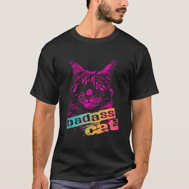 Badass-Katze mit Augenpflaster T-Shirt (Vorderseite)