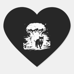 Badass-Katze mit Sonnenbrille, die vom e weggeht Herz-Aufkleber