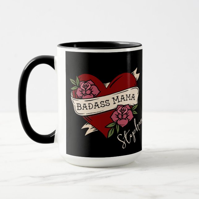 Badass Mama Personalisierte Kaffee-Tasse Tasse (Links)
