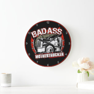 Badass Mothertrucker Große Wanduhr