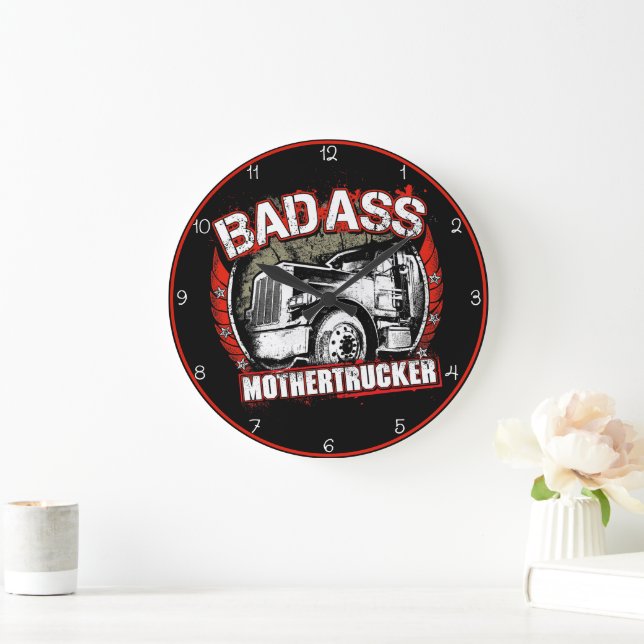 Badass Mothertrucker Große Wanduhr (Zuhause)