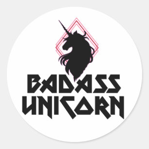 Badass Unicorn Runder Aufkleber