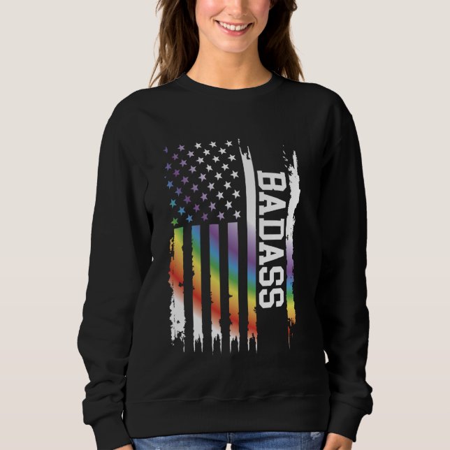 Badass United Staaten stört Regenbogen mit US-Flag Sweatshirt (Vorderseite)
