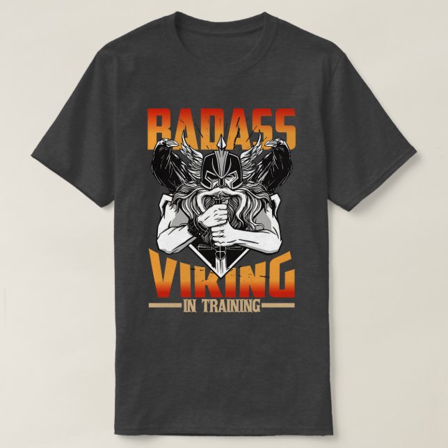 Badass-Wiking in der Valhalla Norse Fantasie T-Shirt (Design vorne)
