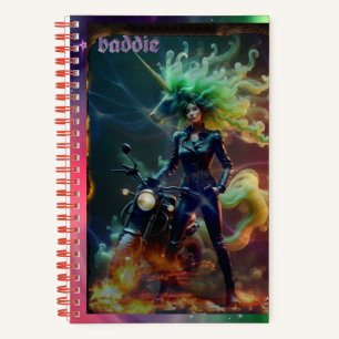 Baddie Unicorn Biker Notebook Notizbuch