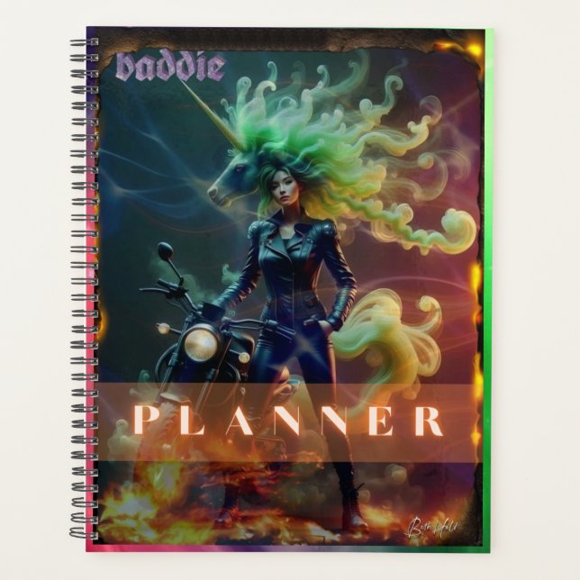 Baddie Unicorn Biker Planner Planer (Vorderseite)