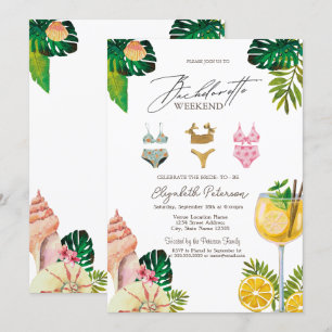 Badeanzüge Blatt Cocktails Junggesellinnenabschied Einladung