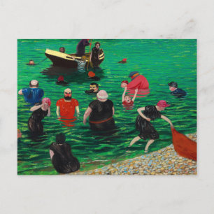 Badebetrieb in Etretat, 1899 von Felix Vallotton Postkarte