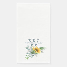 Badefarbe Sonnenblumen Monogramm Papier Handtücher Serviette