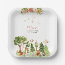Badefarbe Woodland Party Babydusche Pappteller