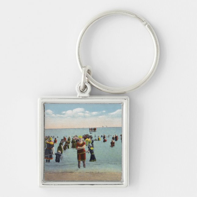 Badegäste am Strand Schlüsselanhänger (Vorne)
