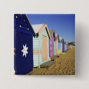 Badehäuschen, Middle Brighton Beach, Hafen Button