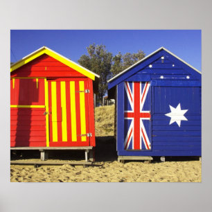 Badehäuschen, Middle Brighton Beach, Port 2 Poster