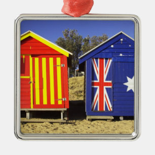 Badehäuschen, Middle Brighton Beach, Port 2 Silbernes Ornament