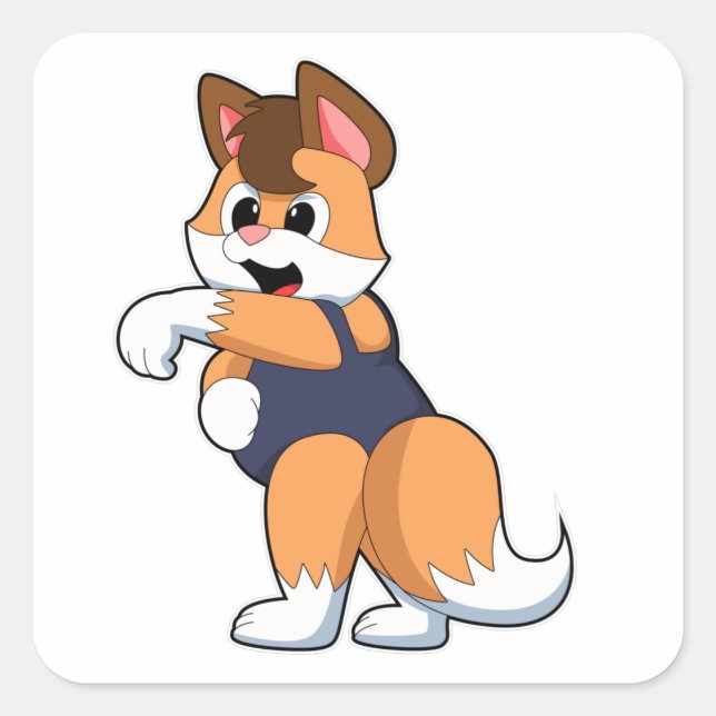 Badehose mit Badeanzug Quadratischer Aufkleber (Vorderseite)