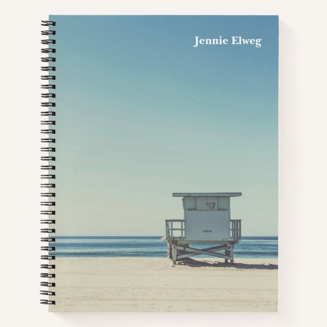 Bademeister Tower am Strand Foto Name Notizbuch (Vorderseite)