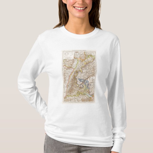 Baden Deutschland Atlas-Karte T-Shirt (Vorderseite)