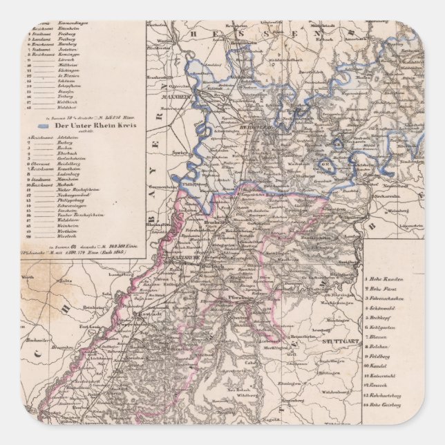 Baden, Deutschland Quadratischer Aufkleber (Vorderseite)