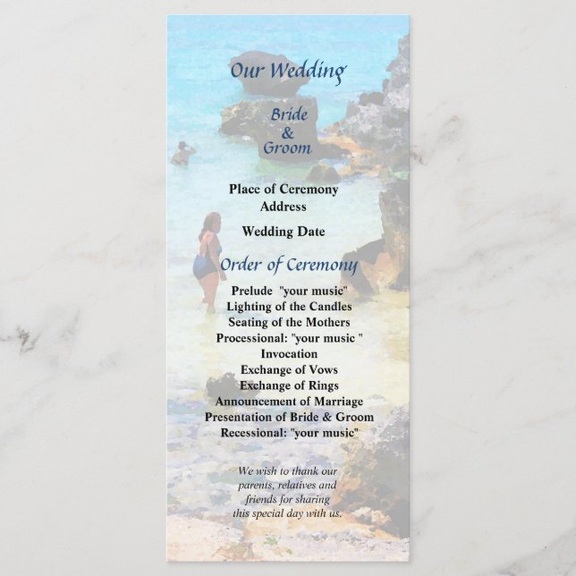 Baden im Ocean St. George Wedding Programm (Vorderseite)