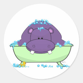 Baden Lila Hippo Runder Aufkleber