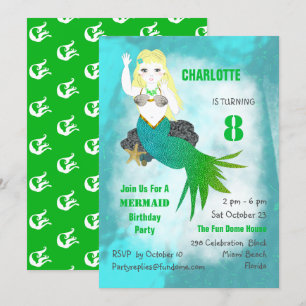 Baden Mermaid Niedlich Girly Geburtstagsparty Einl Einladung
