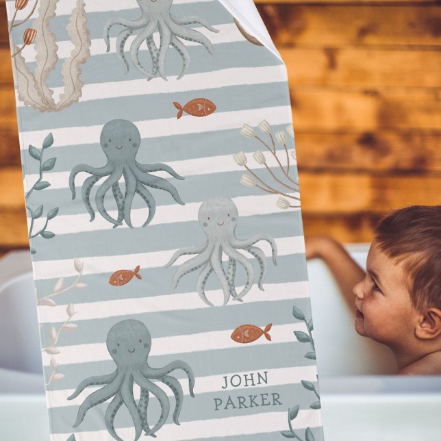 Baden Octopus Handtuchhandtuch Set mit Namen (Von Creator hochgeladen)
